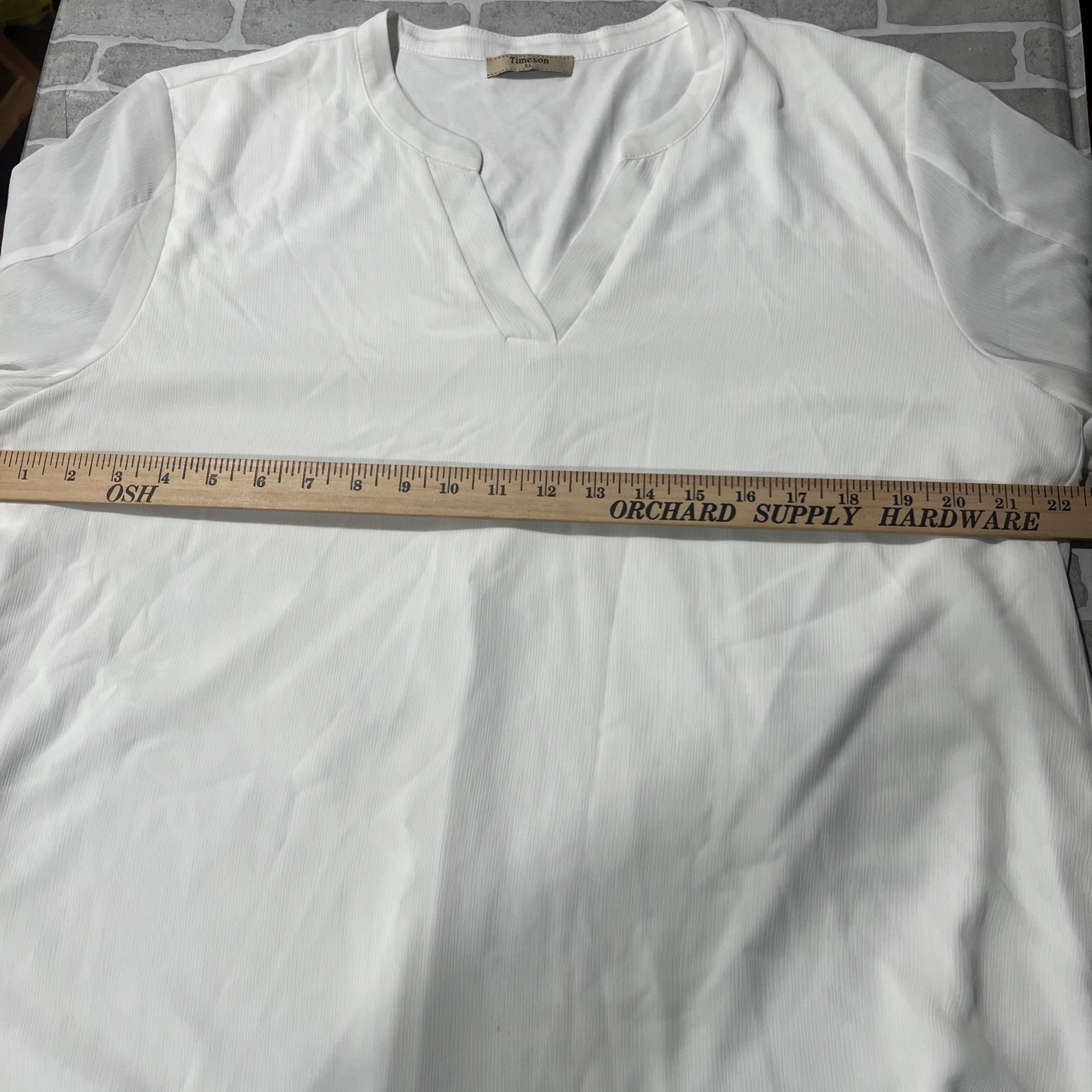 Timeson~ Sheer V Neck White Blouse~Long Sleeved With Roll Up Option~Sz XL