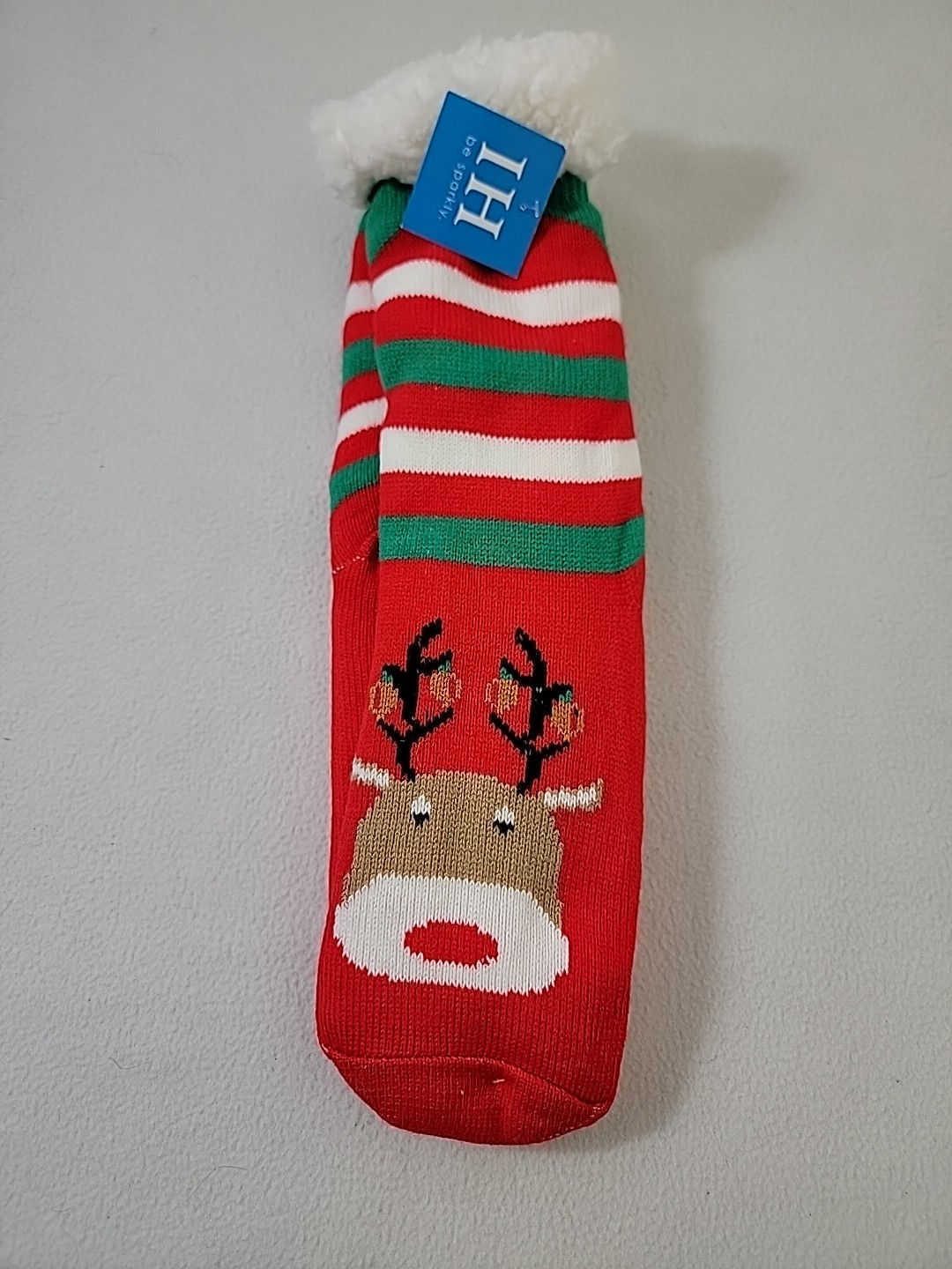Isabel Harvey Sharpa Rudolph Slipper Socks. NWT