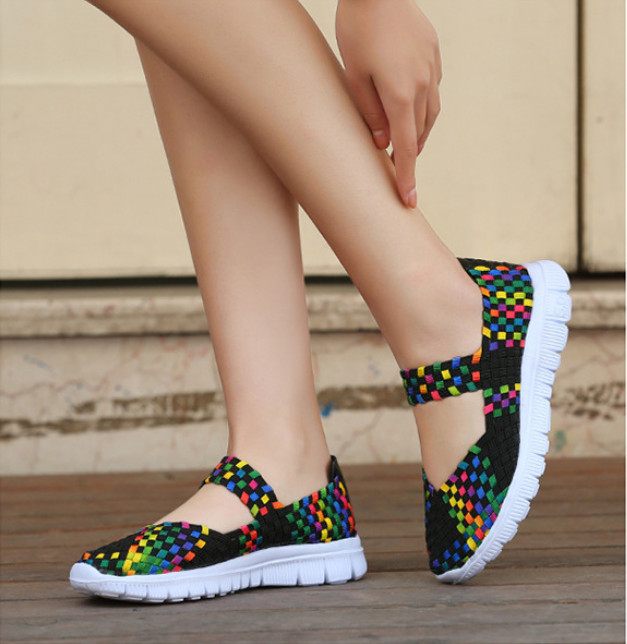 Women Woven Light Weight Elastic Trainer Comfort Slip On Sport Water Shoes WS79