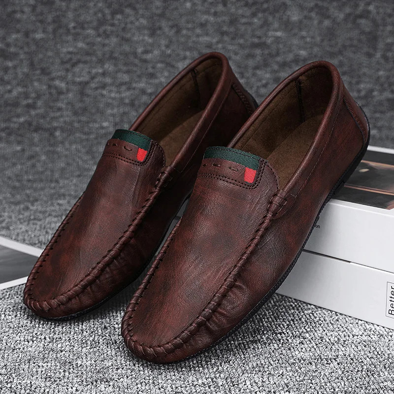 Soft PU Leather Comfortable Driving Shoes Men’s Outdoor Casual Flat Boat Shoes