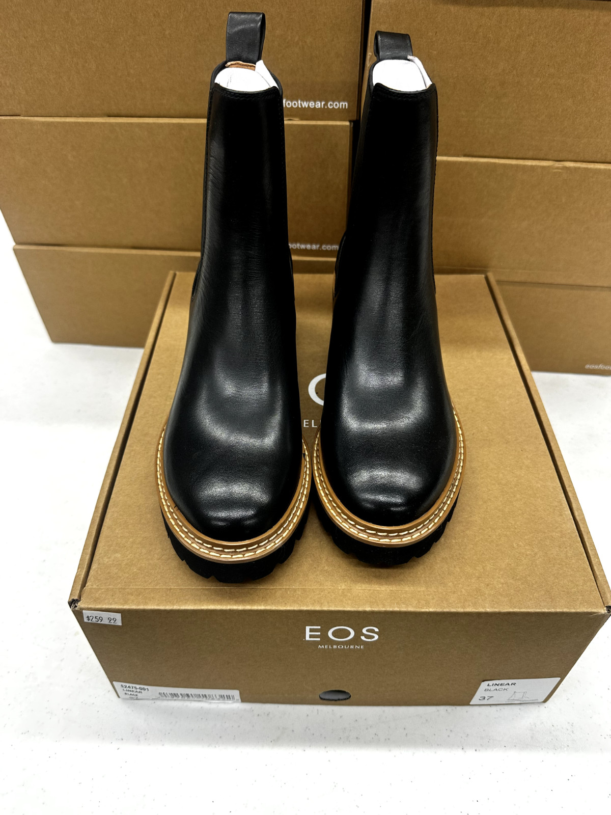 EOS Melbourne Linear Black Women’s 37 38 39 40 41 Leather Ankle Boot Bootie