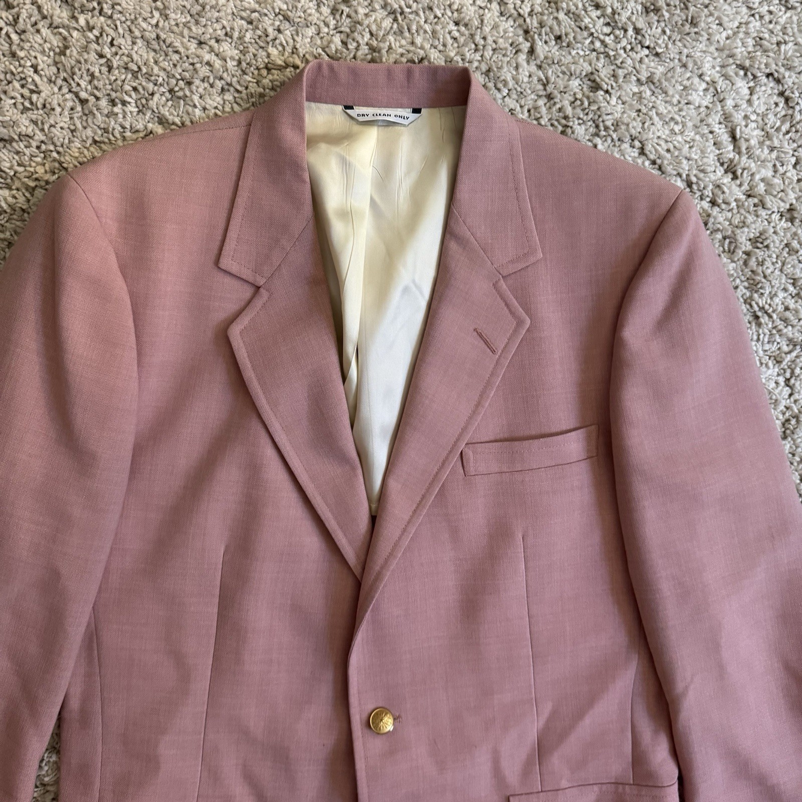 Vintage 60s 70s Mauve Pink Hopsack Summer Blazer 42R Palm Beach Jacket Sportcoat