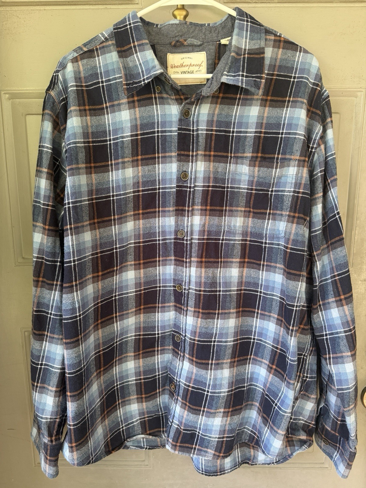 Original Weatherproof Vintage Flannel Shirt Men’s Blue Long Sleeve XXL