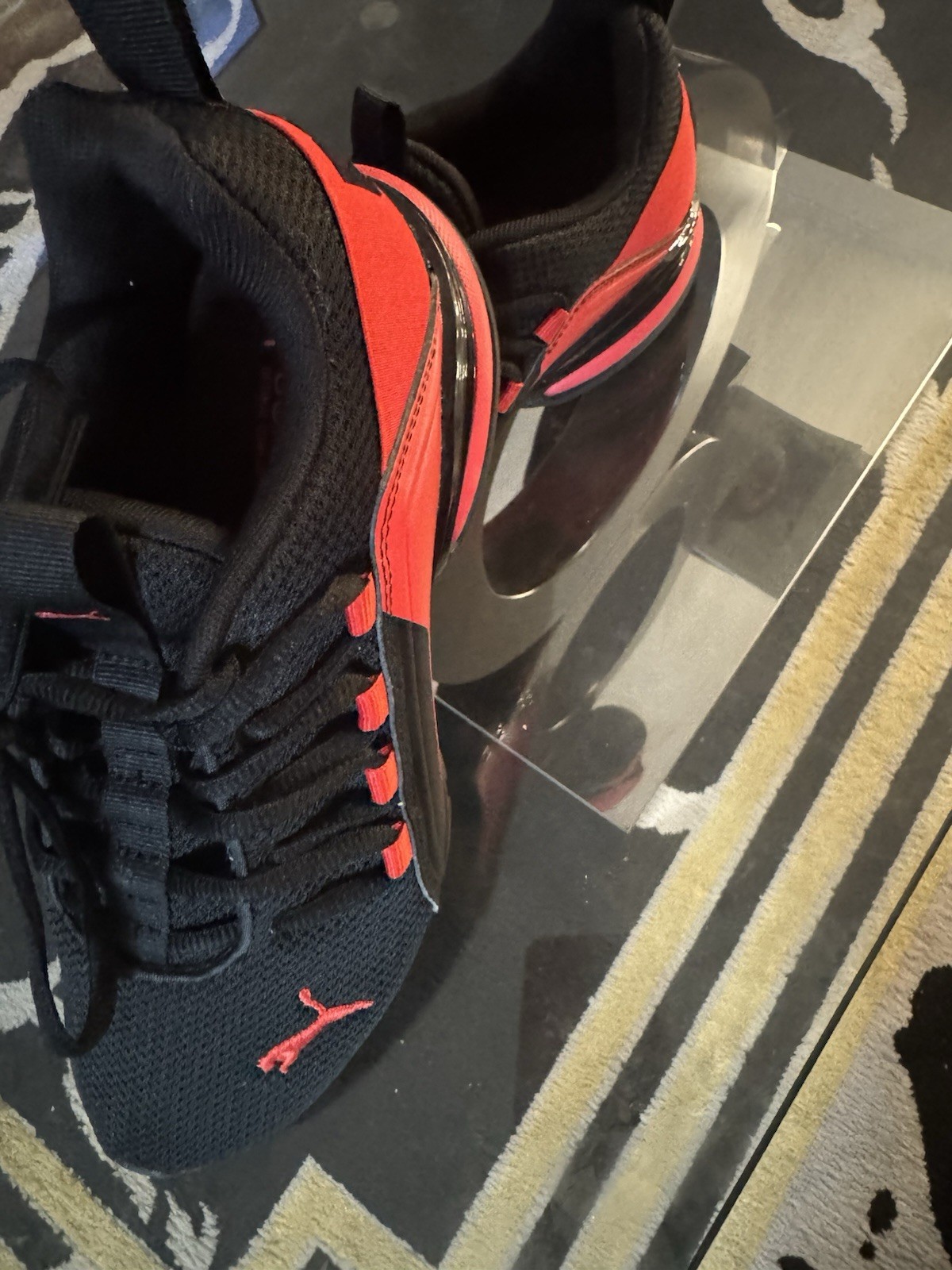 PUMA SoftFoam Low Top Lace-Up Athletic Sneakers Black/Red Style 195489-01