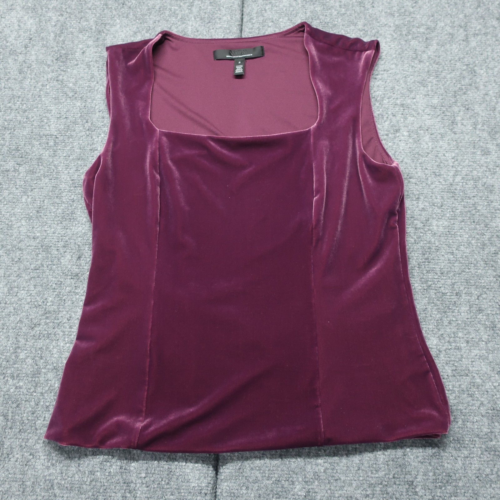 White House Black Market Blouse Top Womens S Wine Smooth Feel Velvet Square Neck
