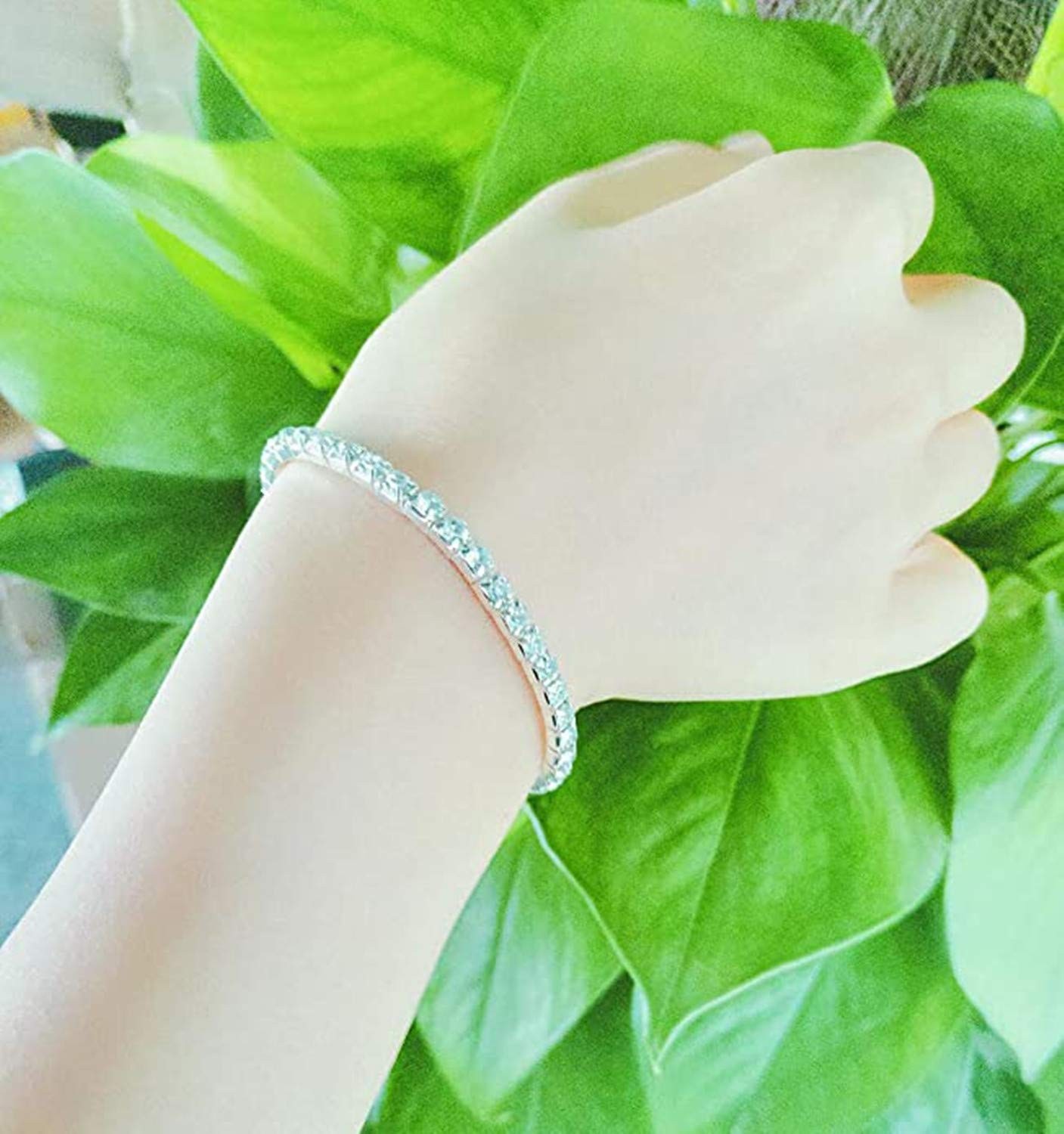 JinYu 6 Pcs Small Rhinestone 1 Rows Crystals Inlaid Paved Multicolor,Silver