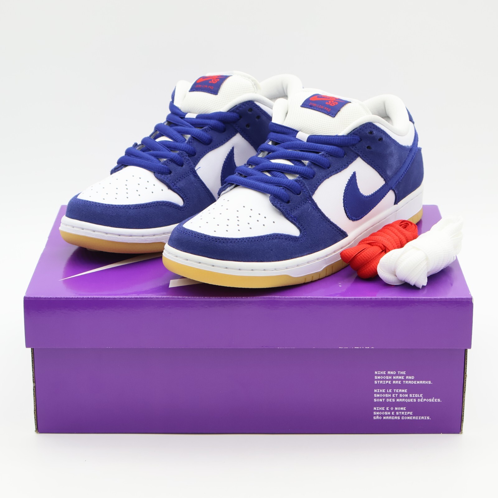 DO9395-400 Nike Dunk Low SB Los Angeles Dodgers Deep Royal Blue White (Men’s)