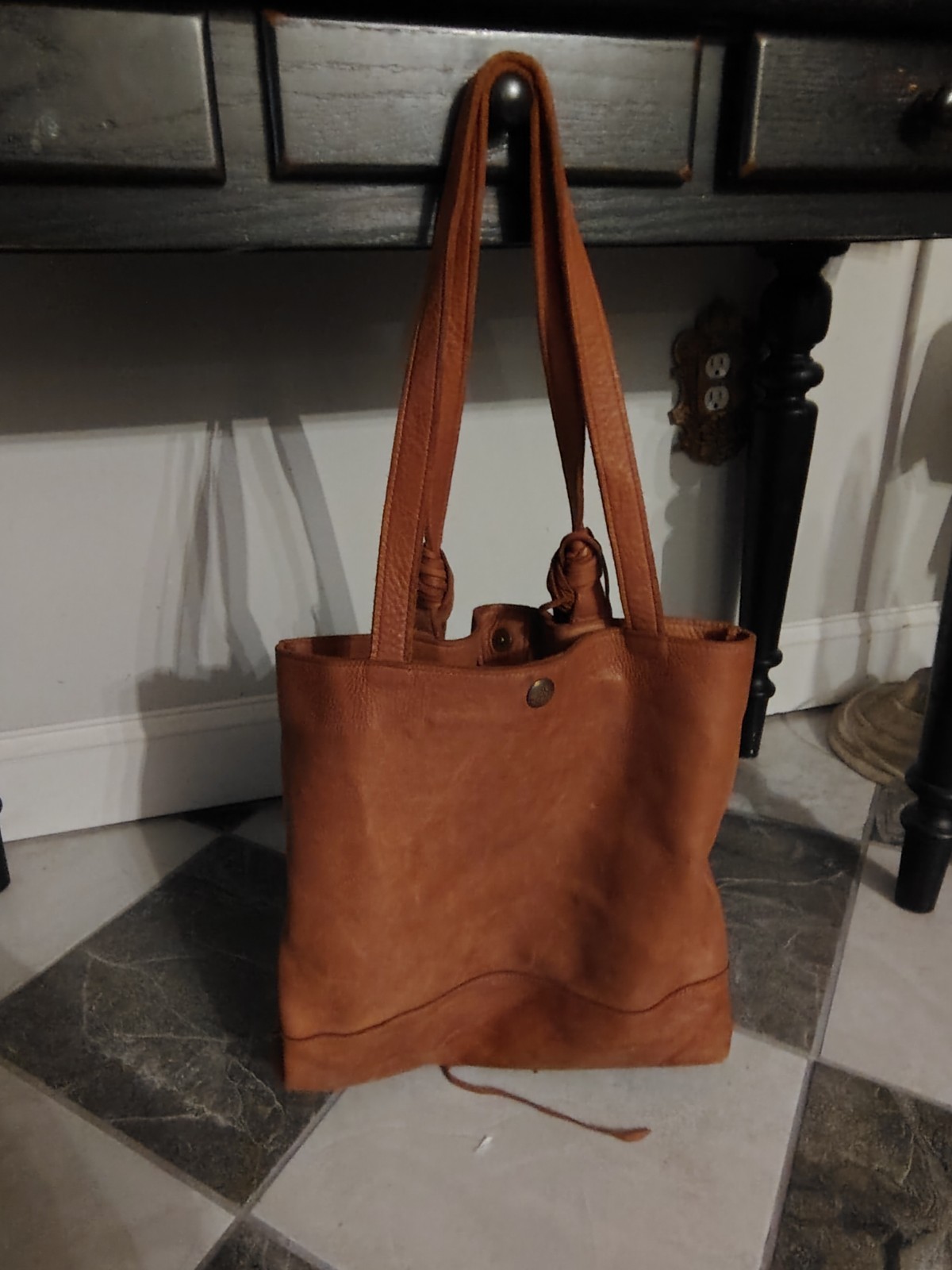 McFadin Texas Handmade Tan Leather Fringe Tote Bag Boho Western Stacy & Laurie