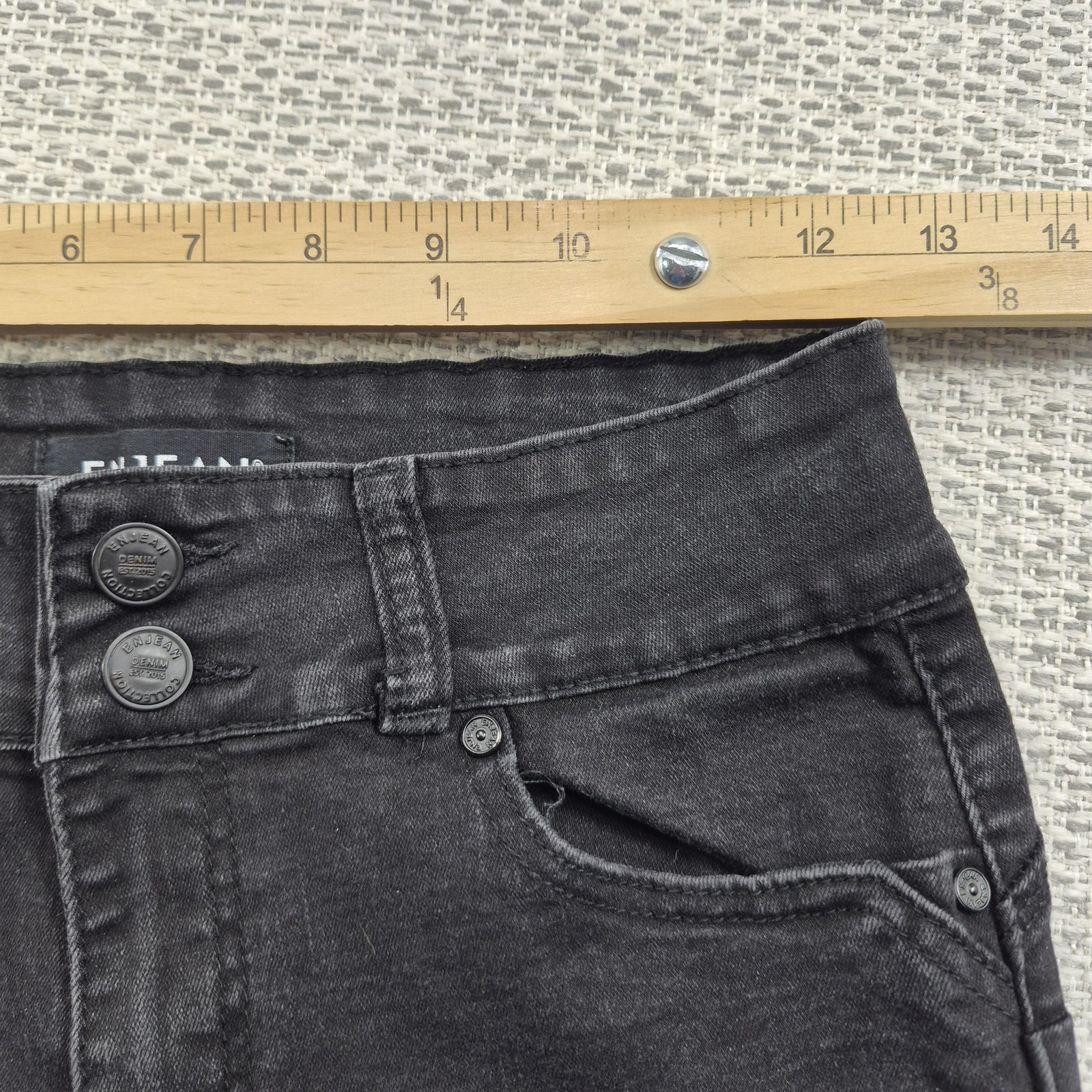 ENJEAN Jeans Juniors 7 Gray Charcoal Wash Skinny High Rise Stretch Denim