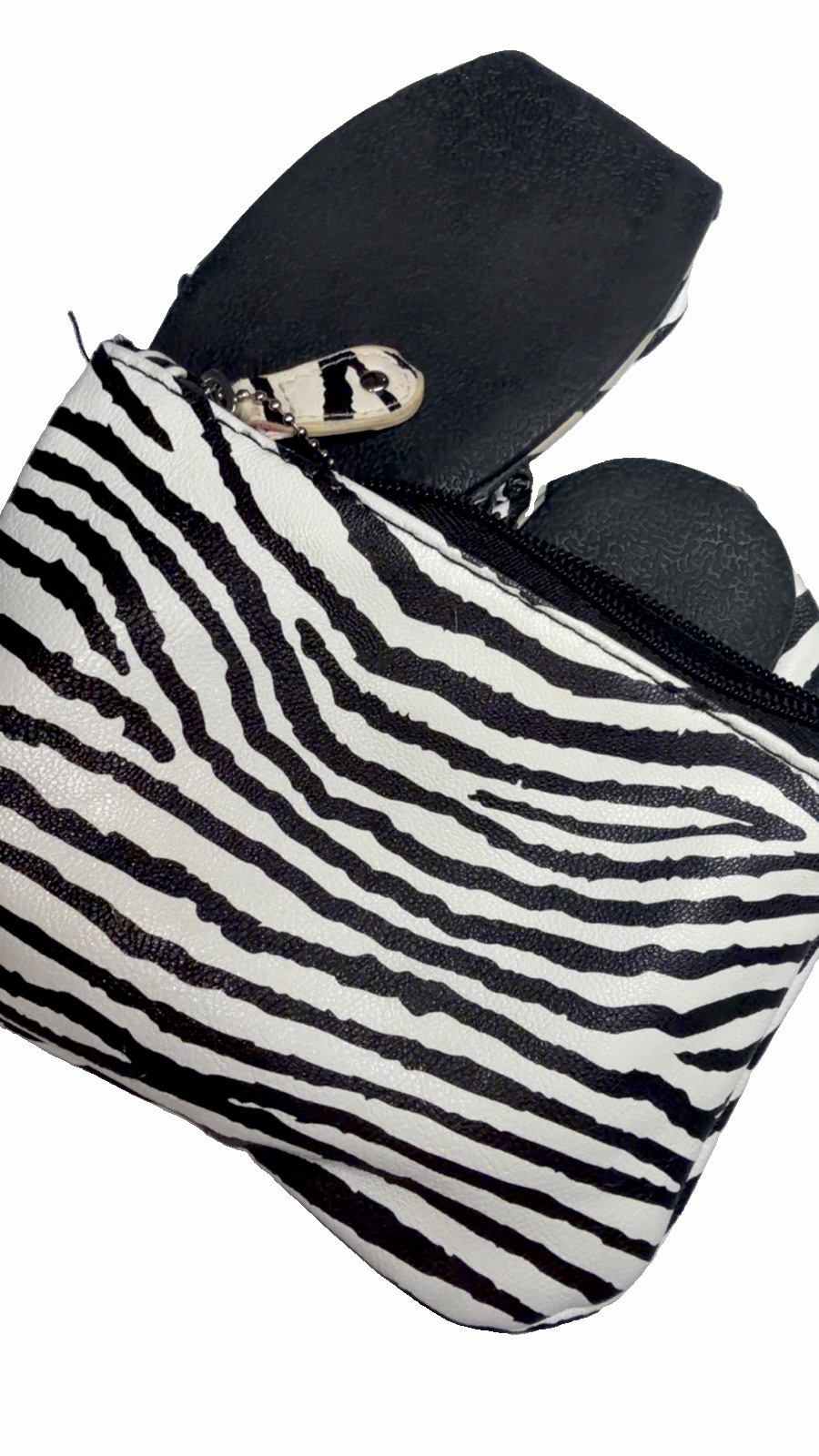 Sidekicks Zebra Print Foldable Ballet Flats Faux Suede Black/White Women’s 10