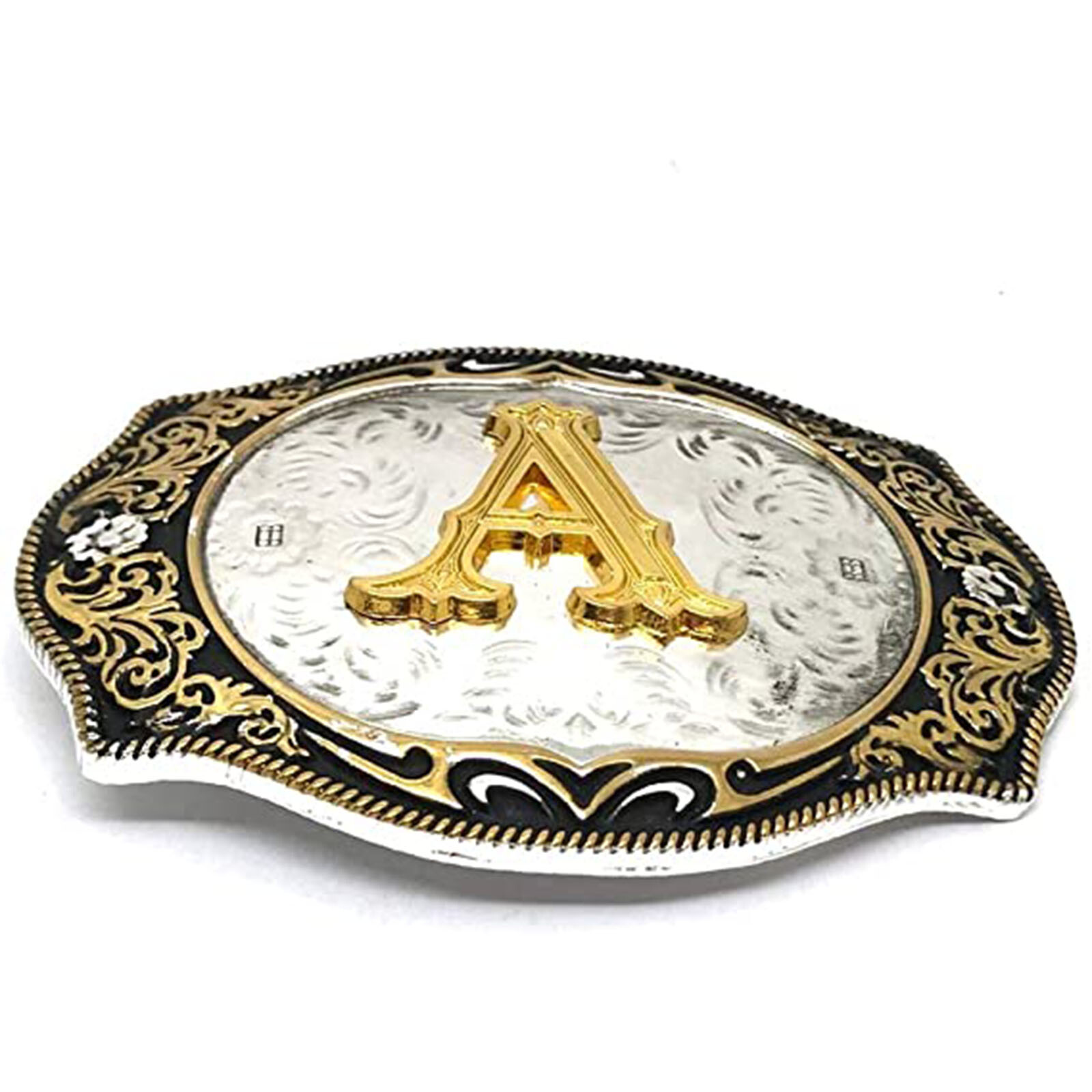 INITIAL ” A-Z ” RODEO COWBOY LETTER SHINE GOLD SILVER WESTERN BELT BUCKLE NEW