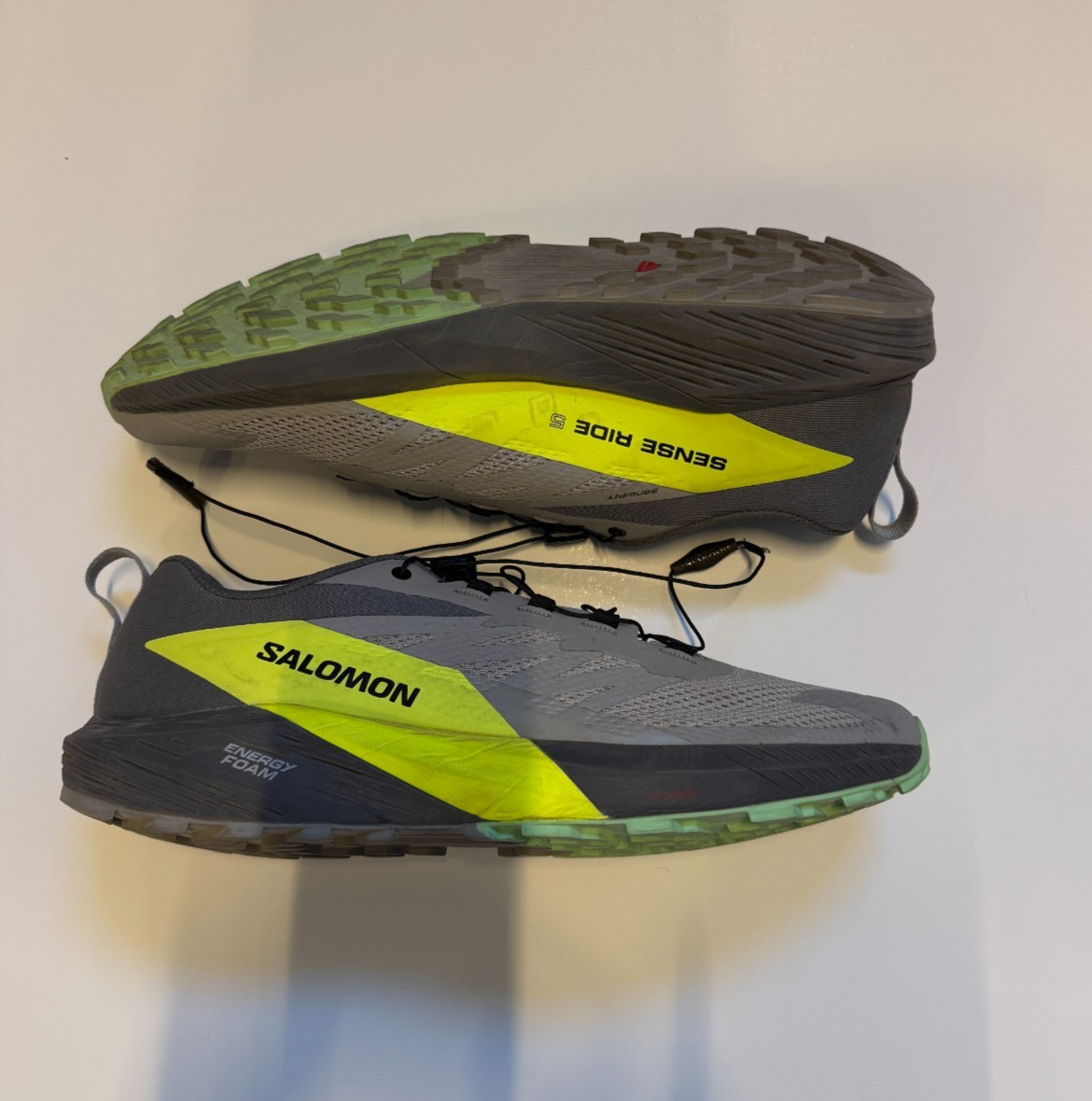 Size 13 – Salomon Sense Ride 5 Alloy/Quiet Shade/Safety Yellow