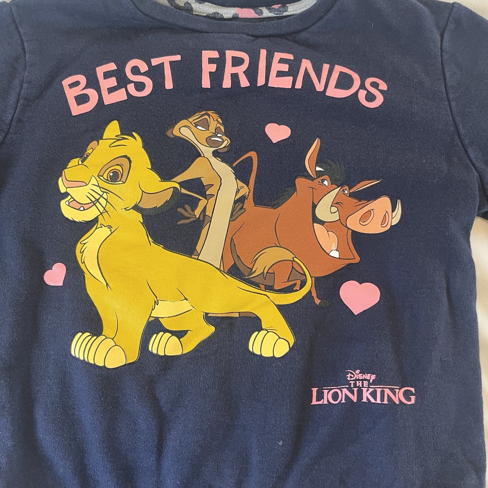 Lion King Sweatshirt Simba Nala Timon Pumbaa Navy Blue Size 6