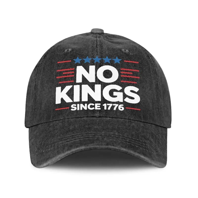 Vintage Washed NO KINGS SINCE 1776 Baseball Cap Adjustable Dad Hat Streetwear