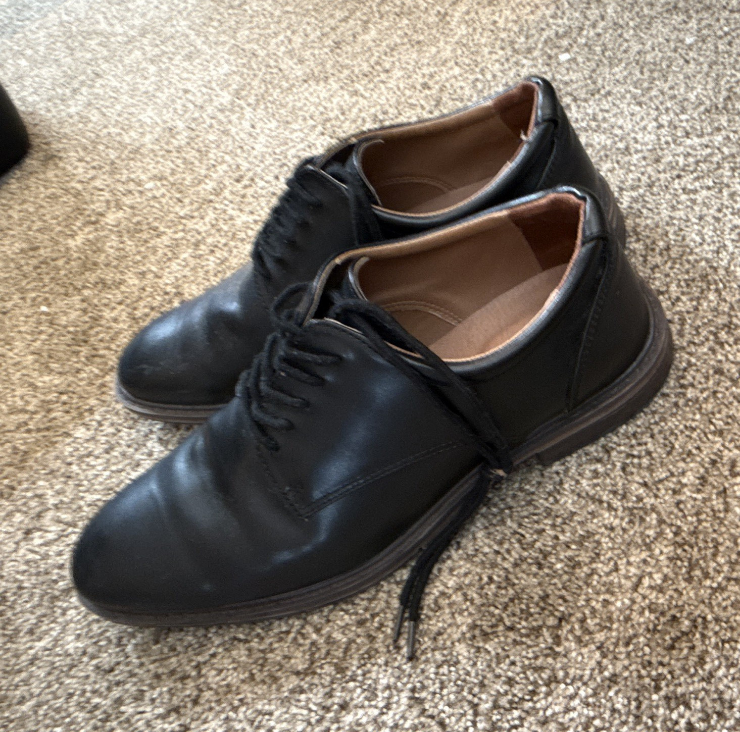 Men’s Black Leather Lace-Up Oxford Dress Shoes Solid, US Size 10