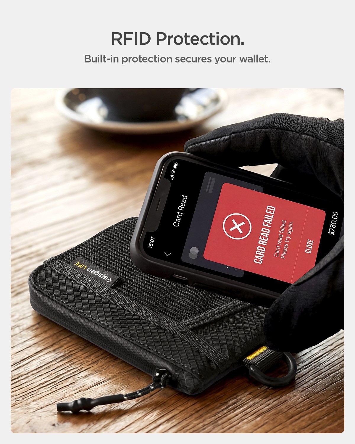Spigen Life Soft Card Holder RFID Blocking Slim EDC Wallet with Mesh Pocket