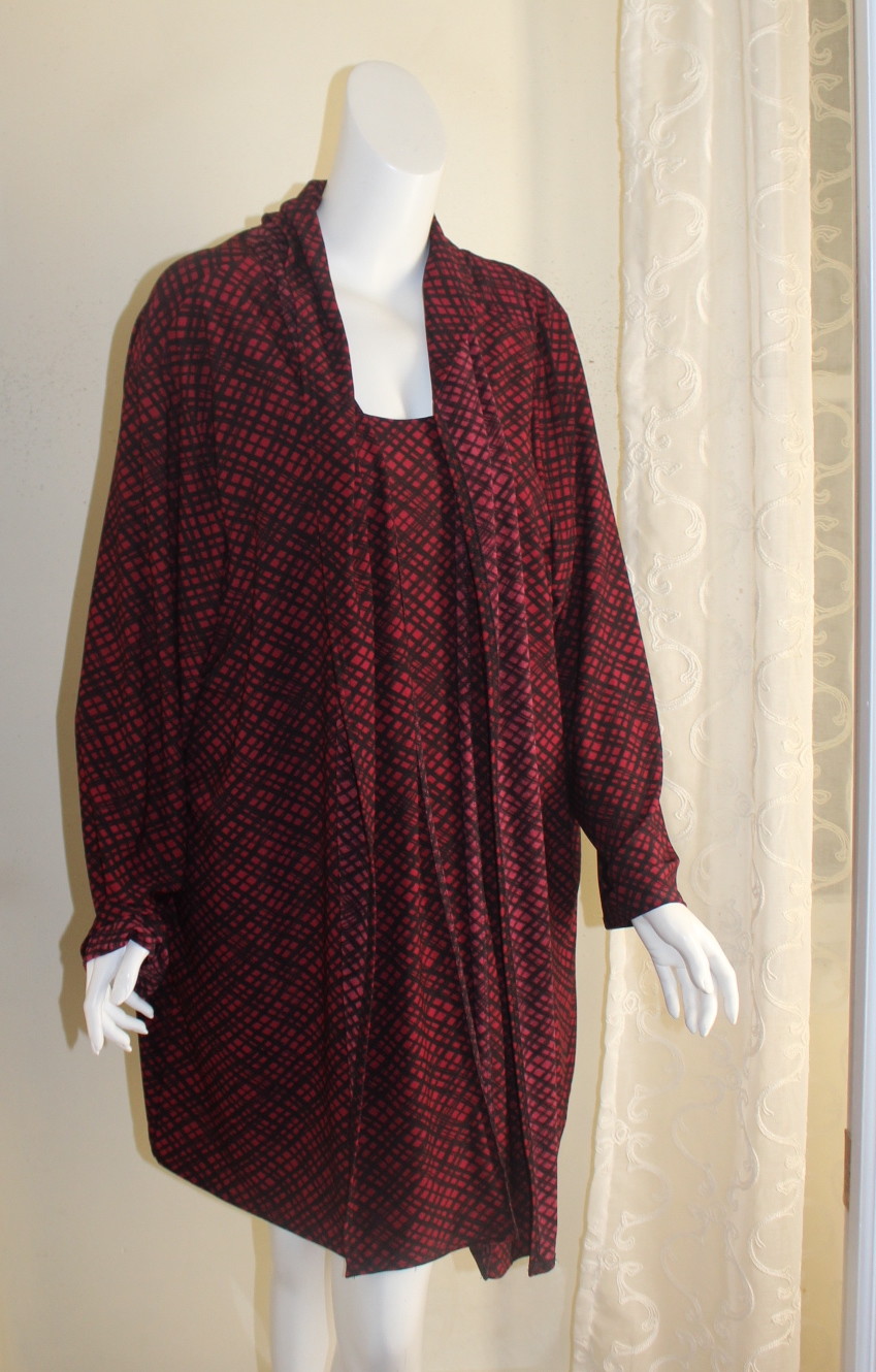 Chelsea Studio Sz 4X 5X Rich Twinset Grid Flowing Travel Artsy Jacket Tank Set