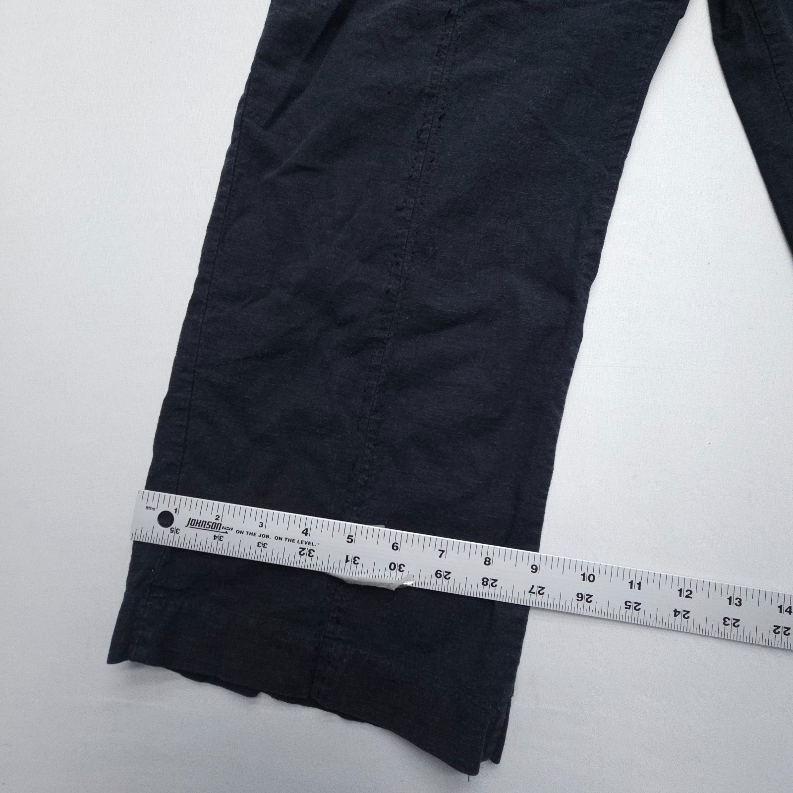 Kathy Ireland Linen Rayon Pull On Capri Crop Pants Size Large Black Flowy