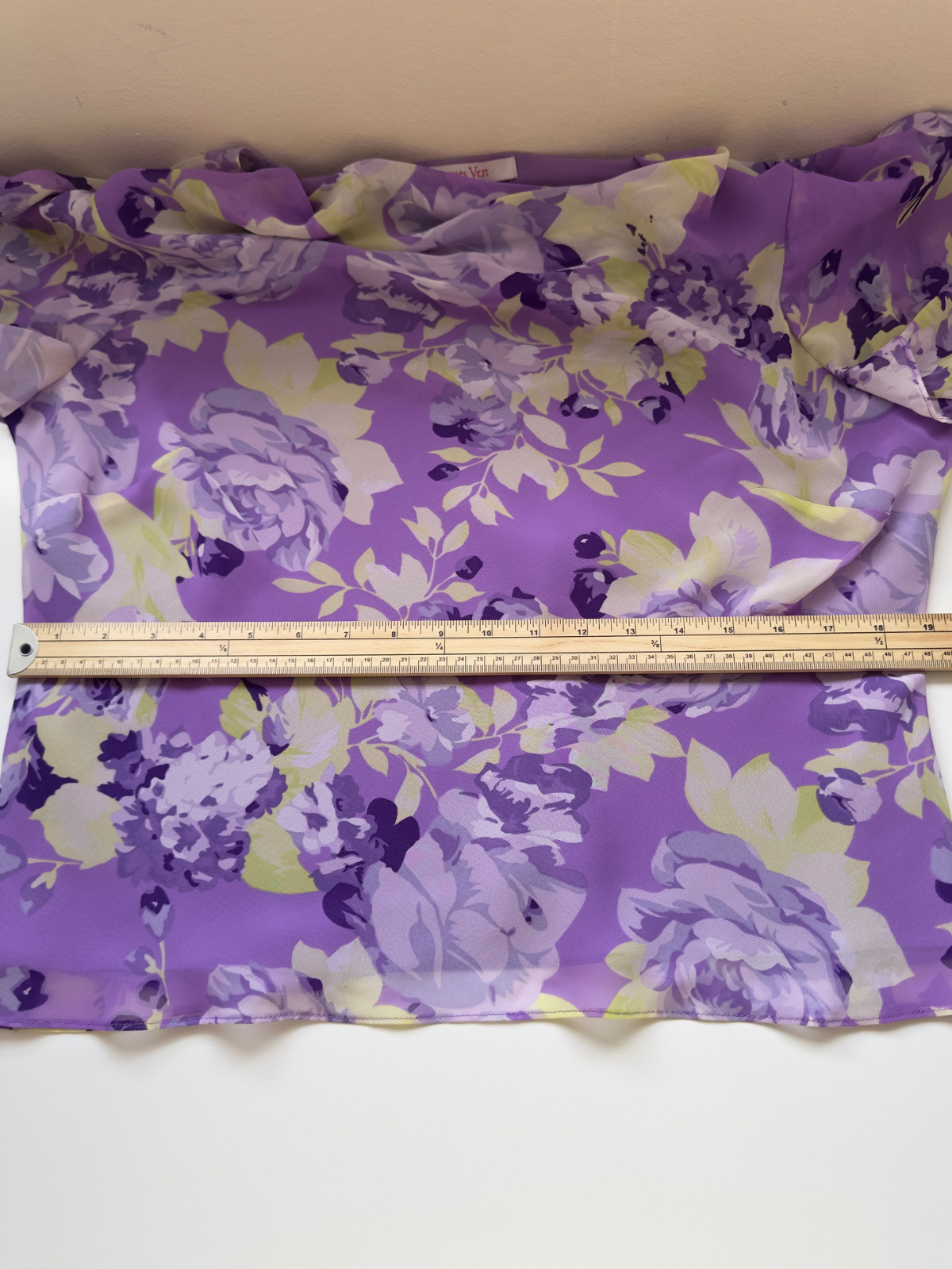 Jacques Vert Blouse Womens UK16 Purple Floral Print Drape Cowl Neck Cottagecore