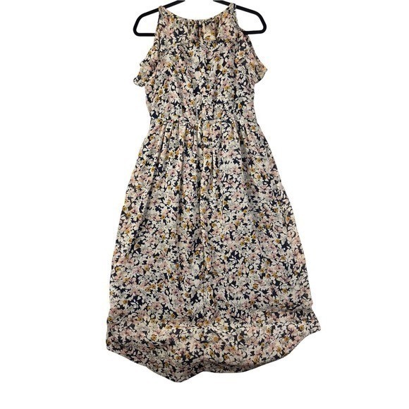 I Heart Ronson Navy Floral Halter Midi Dress with Pink & Yellow Blooms