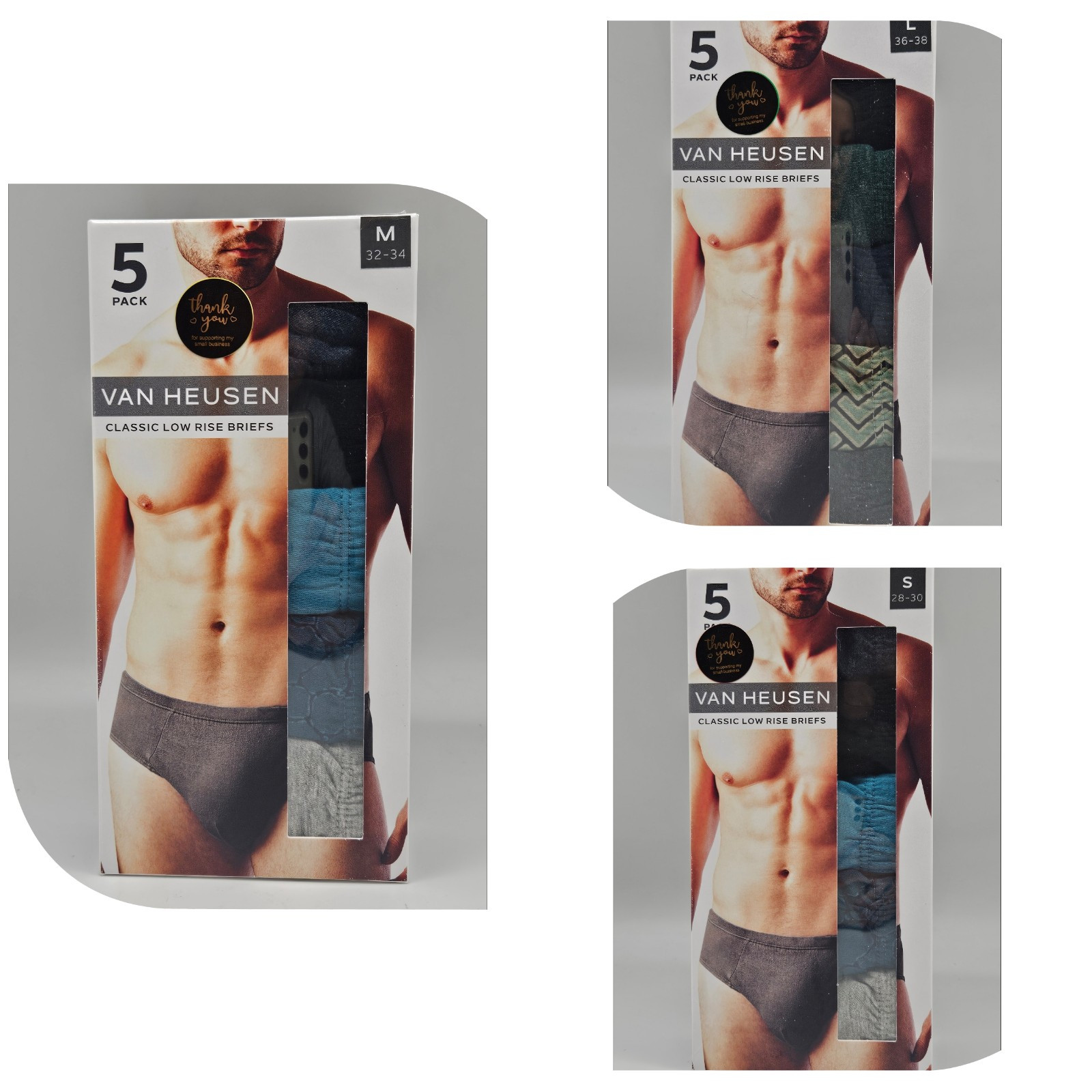 5 Pk VAN HEUSEN Underwear Classic Cotton Low Rise Briefs Men’s S M L XL Assorted
