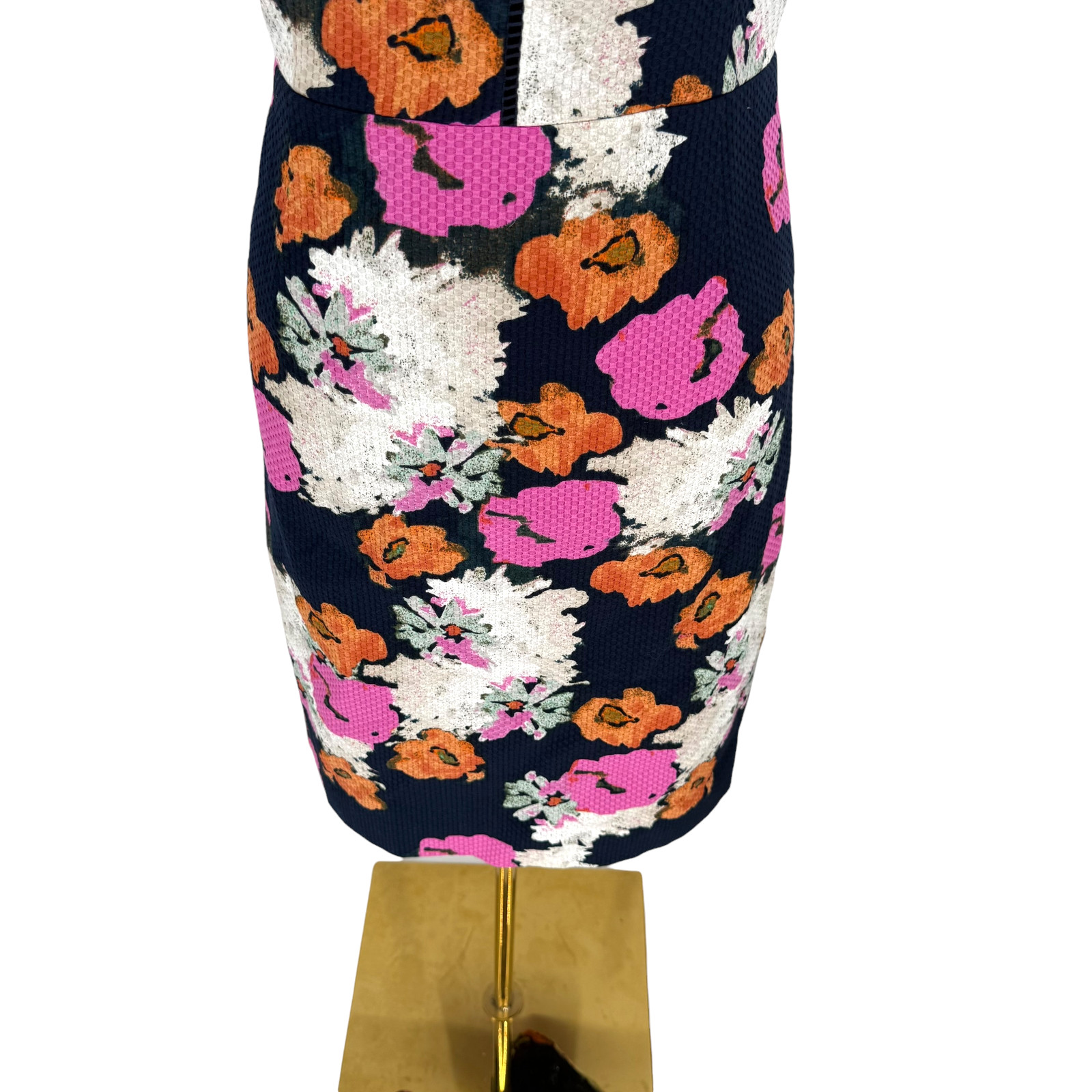 J.Crew Floral Sheath Dress 12 Portfolio Navy Pink Petunia Matelasse Sleeveless