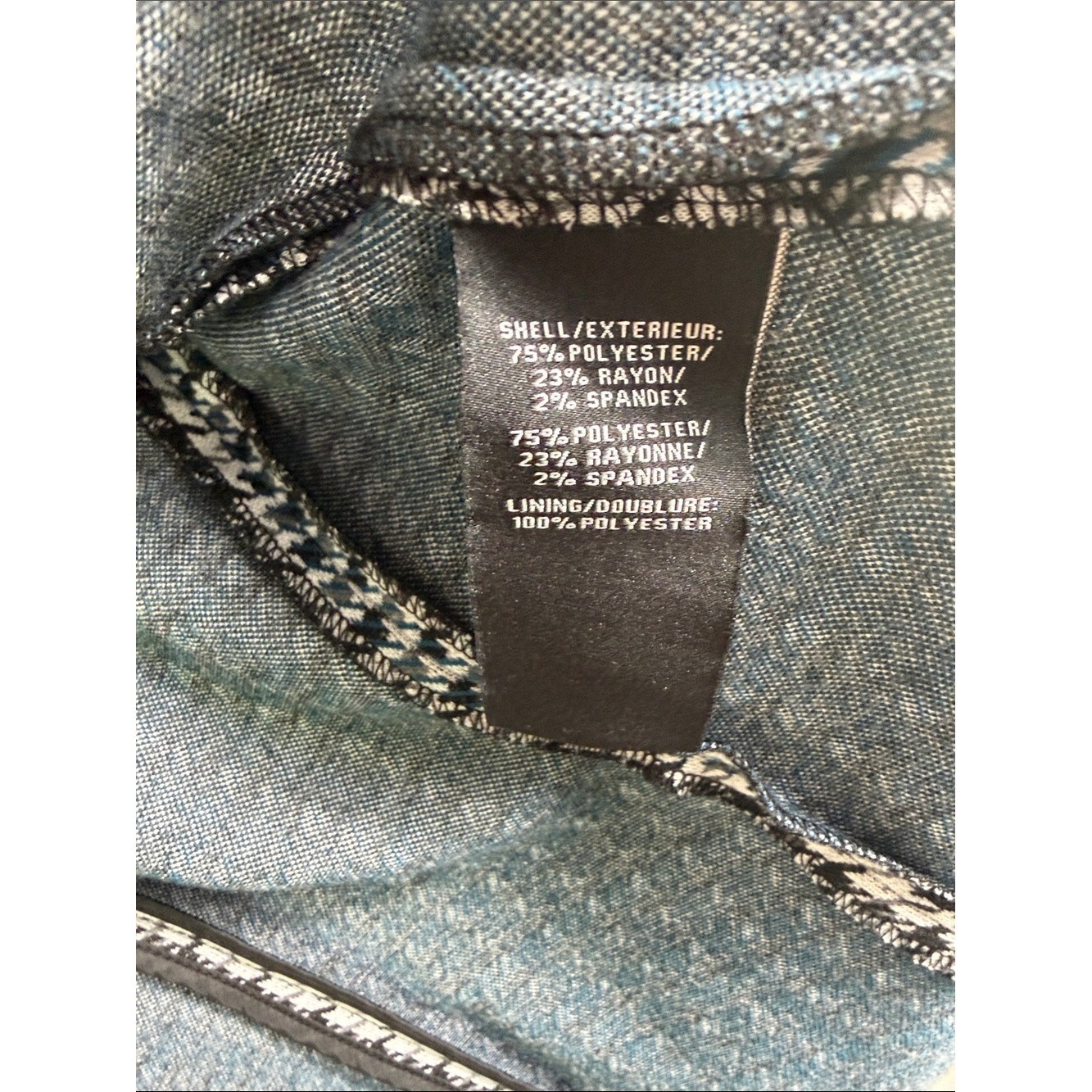 bagatelle Black Grey Blue Houndstooth Open-Front Blazer. Size XL. Shoulder pads