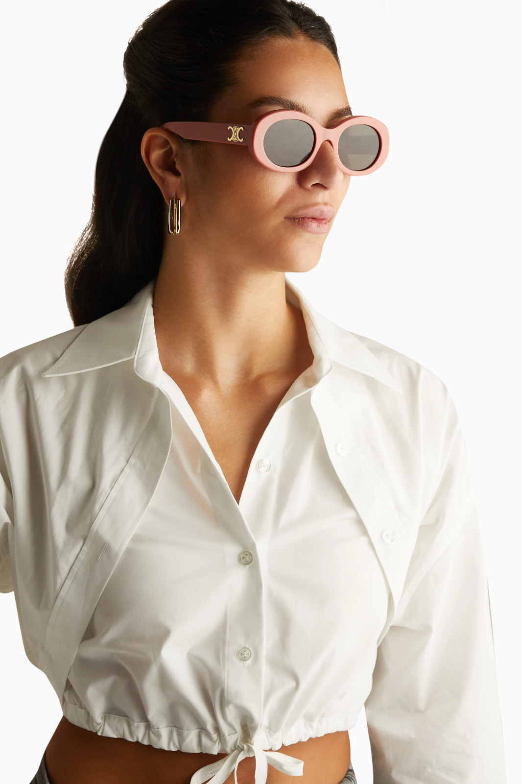 CELINE Triomphe 01 Oval Acetate Sunglasses in Powder Rose CL40194U