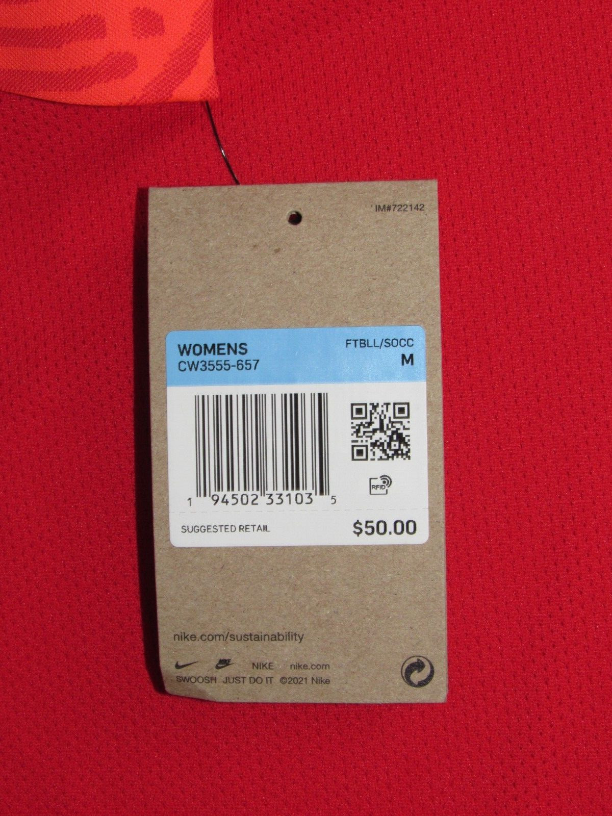 Nike Dri Fit Red Training Soccer Jersey US Dry Strike II CW3555 $50 Women Medium