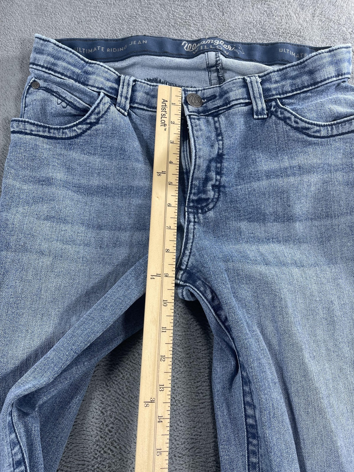 Wrangler Willow Riding Jeans Womens 9×34 Light Blue Bootcut Stretch Denim