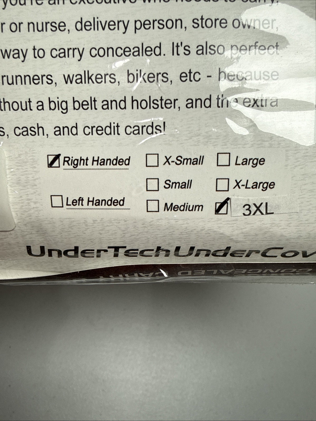 Under Tech Undercover Womens Concealed Front Carry Undershorts 3XL Right Handed