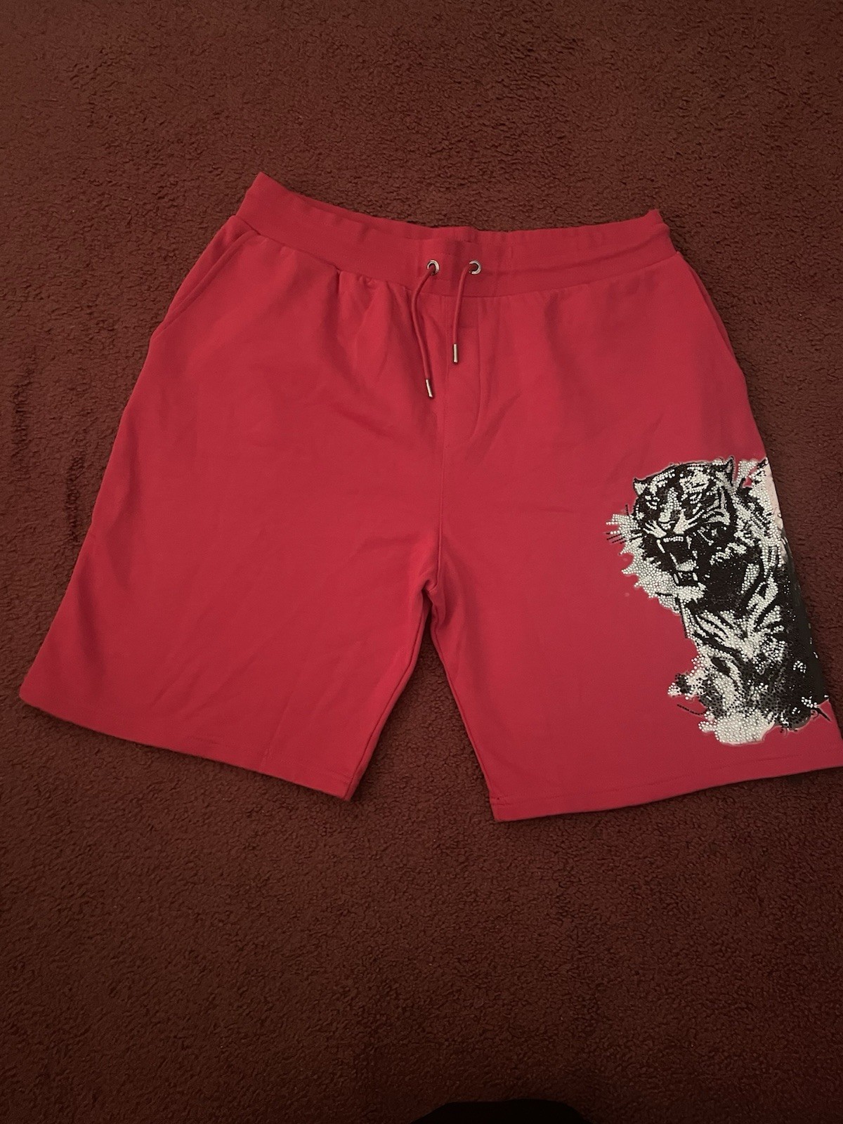 Left Point Men’s 3XL Red Rhinestone Tiger Sweat Shorts NWT Streetwear Lounge