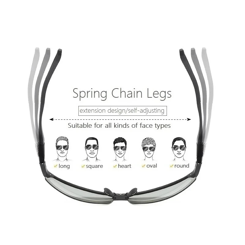 Aluminum Polarized Photochromic Sunglasses Men Chameleon Driving Sports Glasses