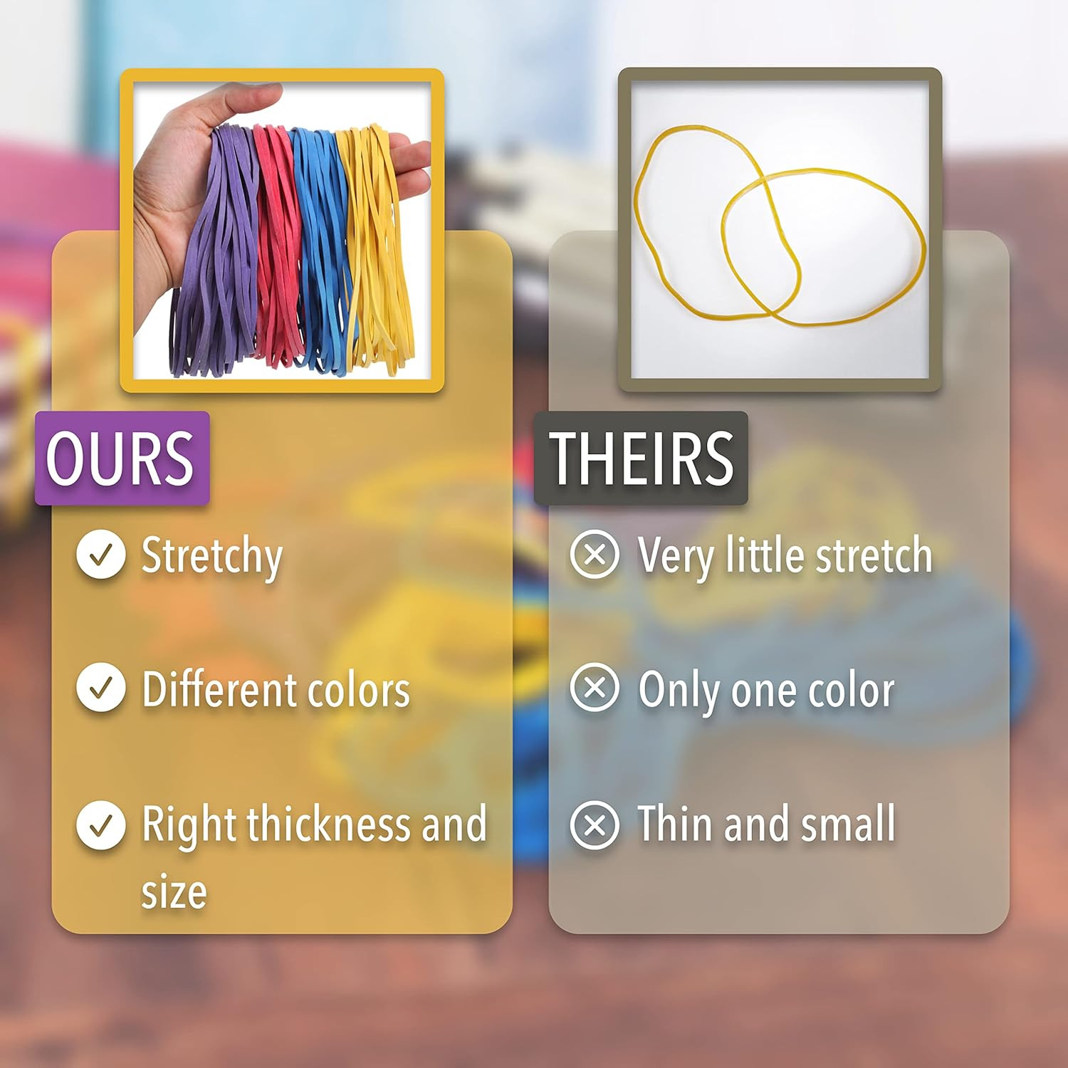 – Large Assorted Color Rubber Bands, 120 Pack, Giant Elastics for Office Bulk