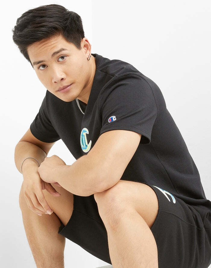 Champion Men’s Chain Stitched C Heritage Tee Black GT19 5863NA BKC