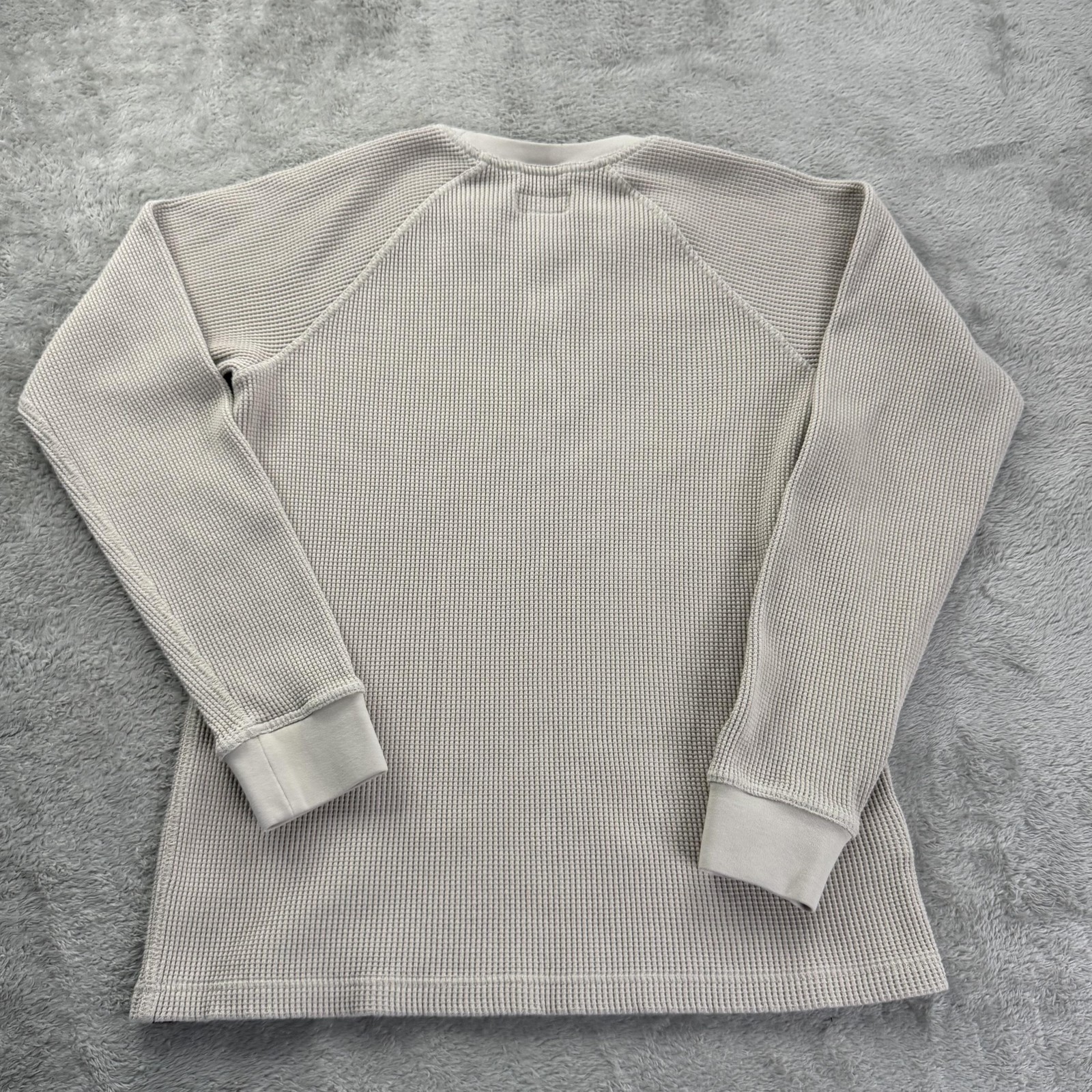 LL Bean Sweater Mens Medium Gray Signature Waffle Crew Thermal Slim Fit Heritage