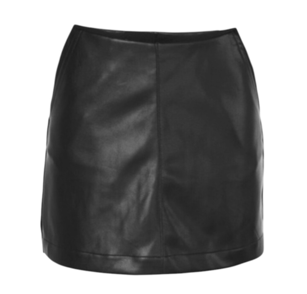 CABI 4585 JETT SKORT SKIRT SHORTS Black Vegan Leather Front PONTE KNIT BACK sz 6