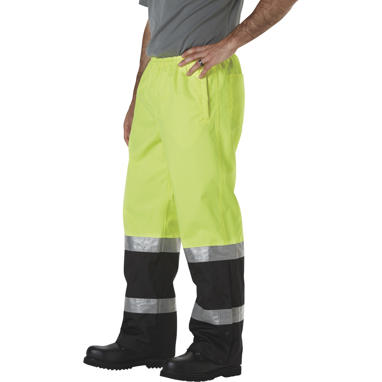 Gravel Gear HV Men’s Type E High Visibility 300 Denier Ripstop Rain Pants,