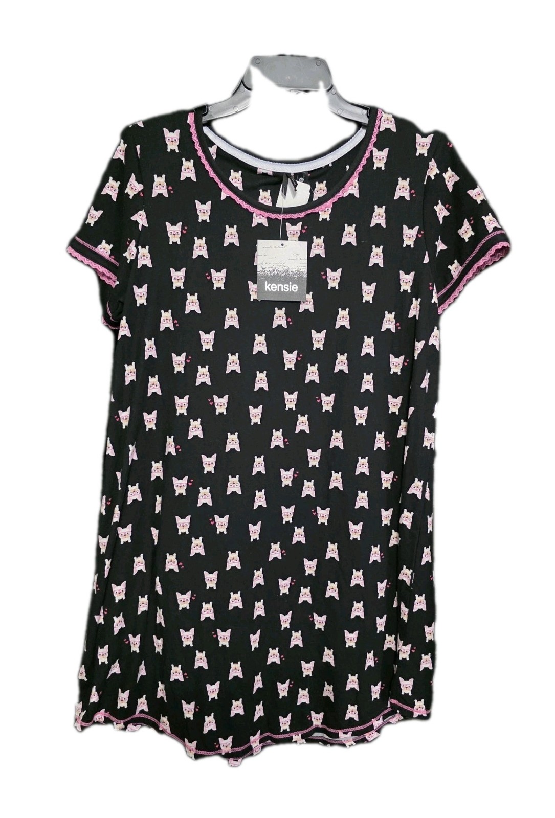 NWT Kensie All Over Frenchie Dog Print Sleep Shirt Nightgown Pajama Women’s M