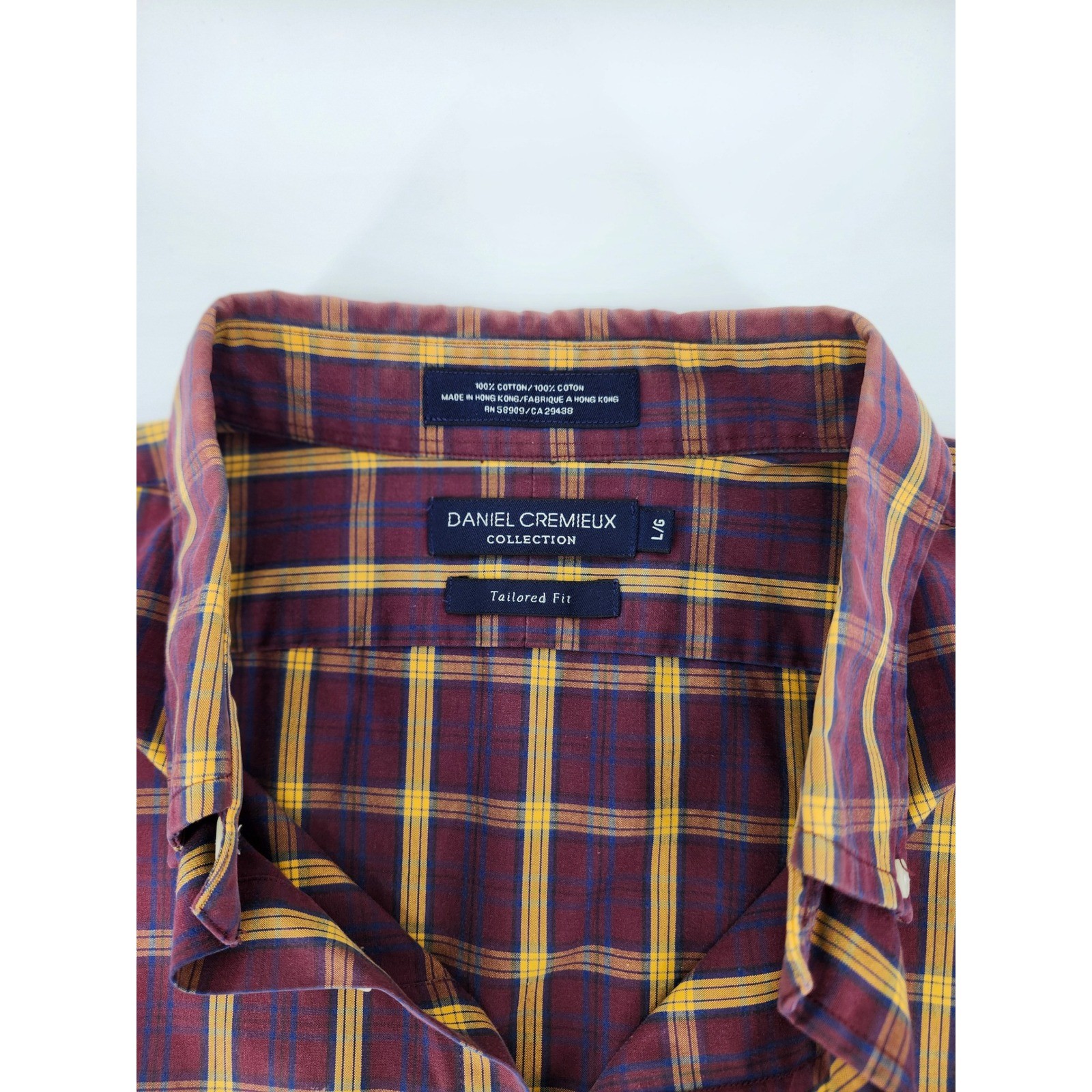 Daniel Cremieux Collection Mens Large Tailored Fit Plaid Short Sleeve Shirt Red