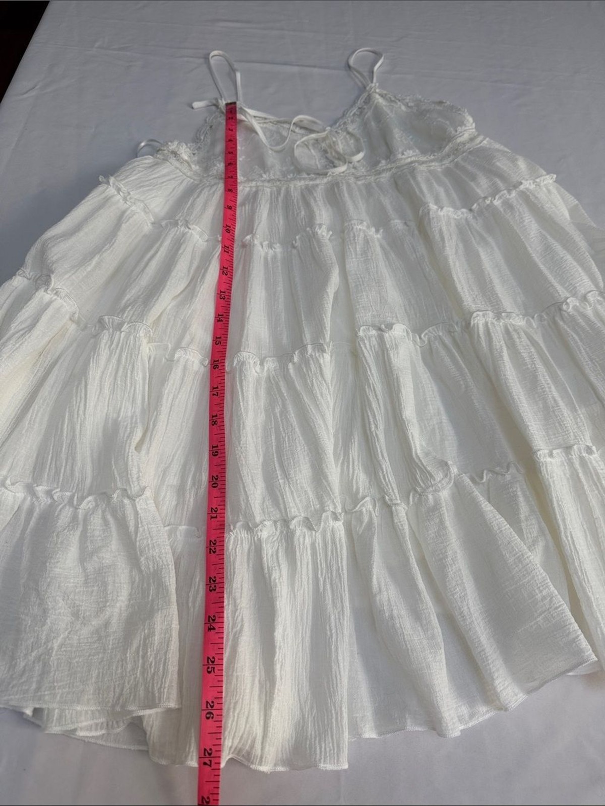 Altar’d State White Tiered Cami Spaghetti Strap Mini Sun Dress Bohemian