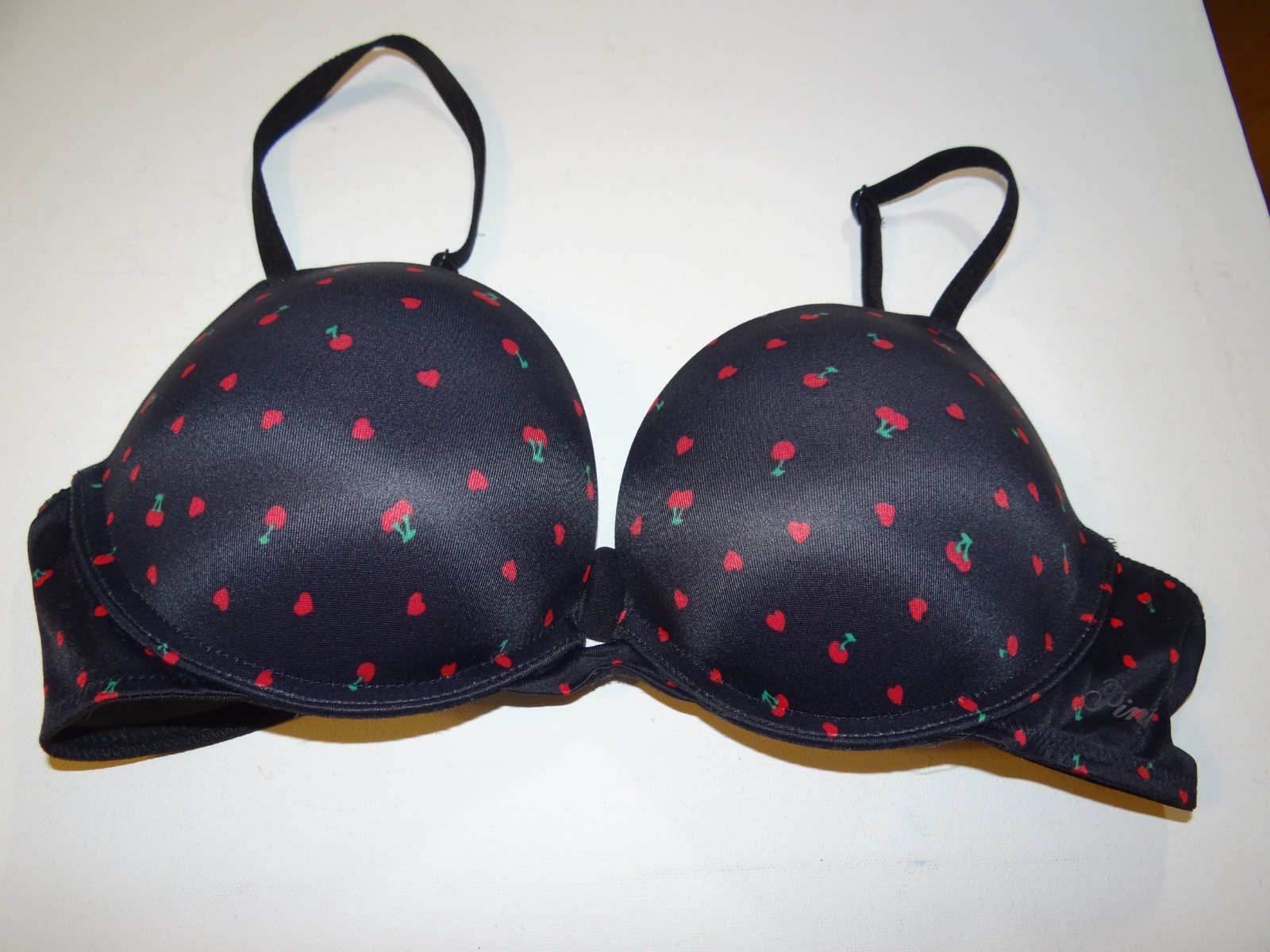 Victoria’s Secret PINK 36B Wear Everywhere Super Push Up Cherries Hearts Bra