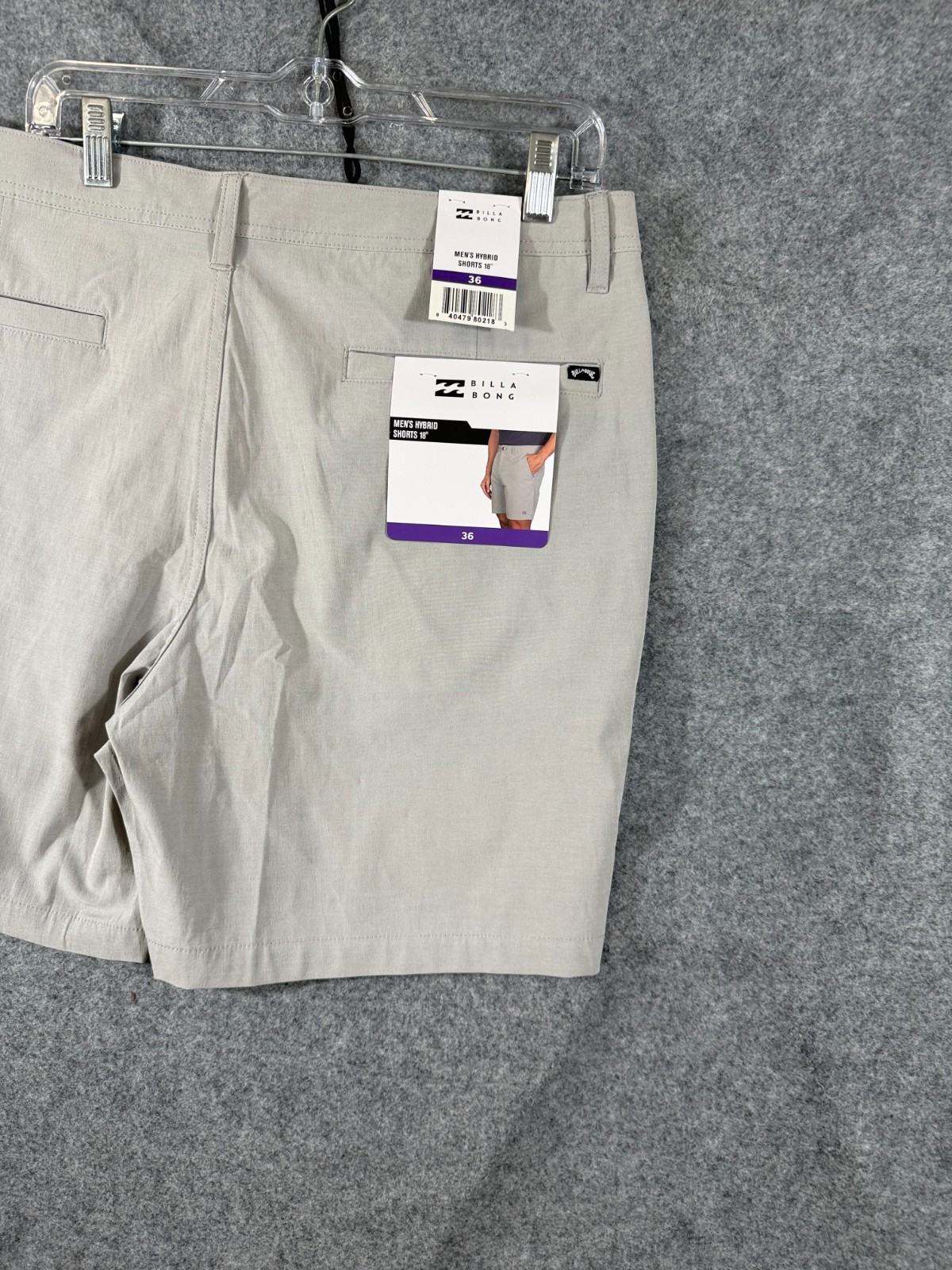 Billabong Hybrid Shorts Mens 36 Light Gray Flat Front Performance Stretch NWT