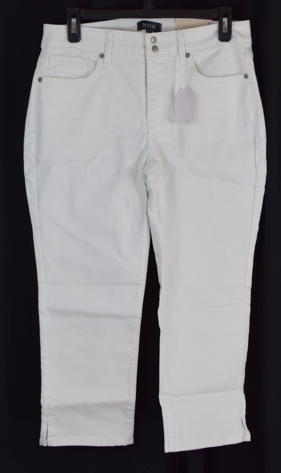 NYDJ Women’s Capris with Double Snap Side Slits Jean Optic White Size 2