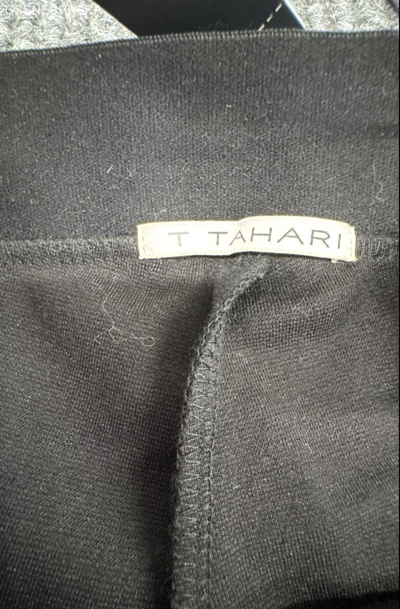 T Tahari Women’s Brina Pant Black Side Zip Stretch Slim Leg Sz L NWT