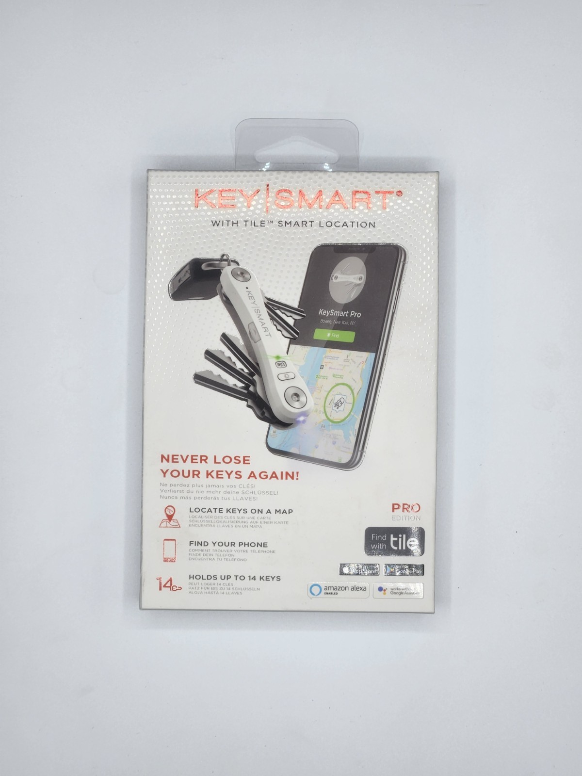 KeySmart – Key Holder Pro with Tile Smart Location, White