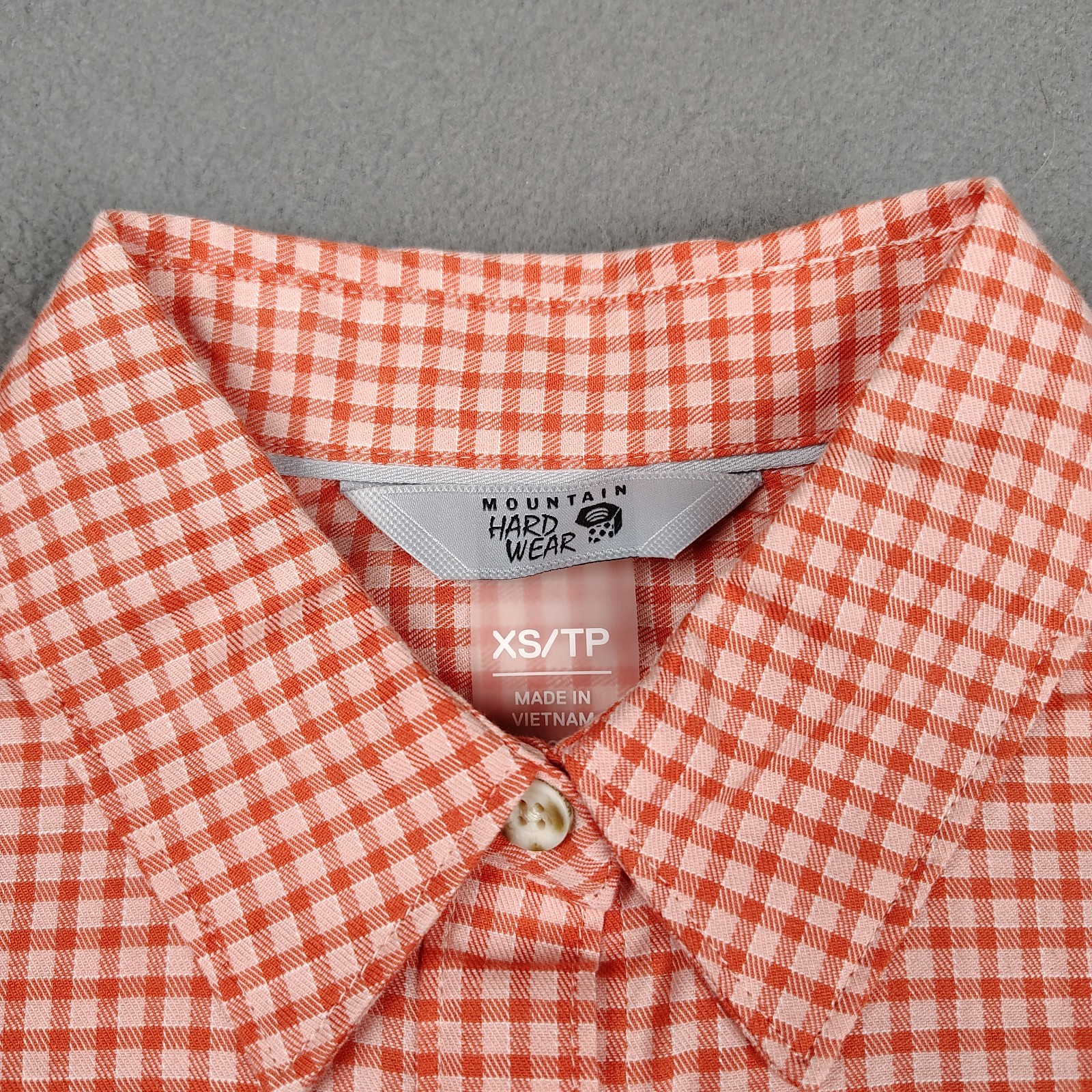 New Mountain Hardware Hiking Long Sleeve Shirt Women XS Coral Gingham Check $85