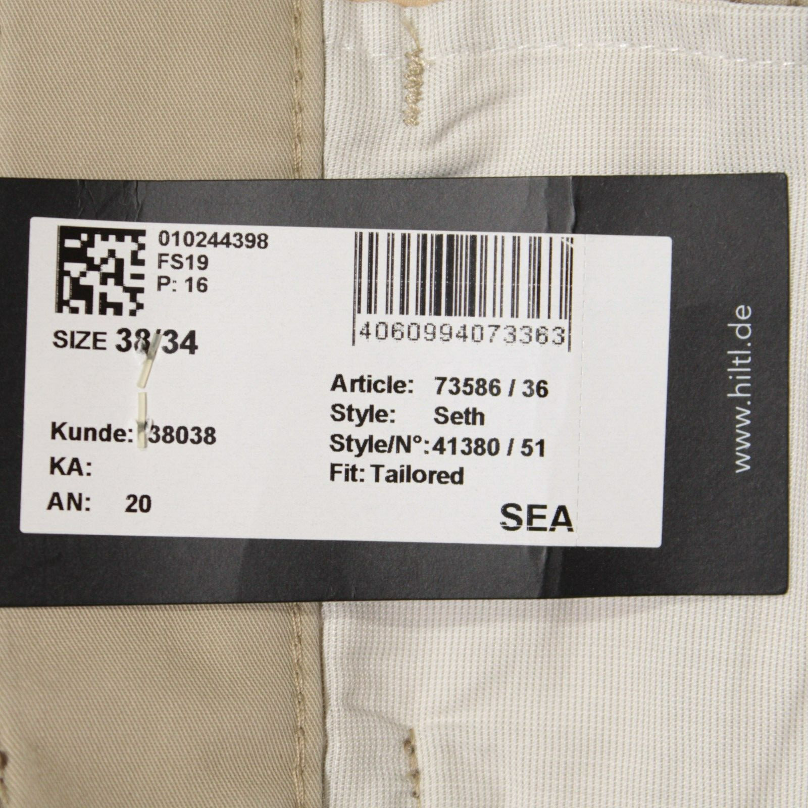 Hiltl NWD Cotton Blend 5 Pocket Jean Cut Pants Size ~40 US Seth In Solid Beige