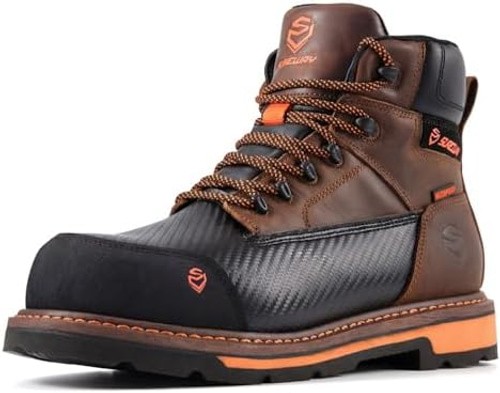 SUREWAY Men’s 6″ Waterproof Soft/Composite Toe Work Boots – Crazy Horse Leath…