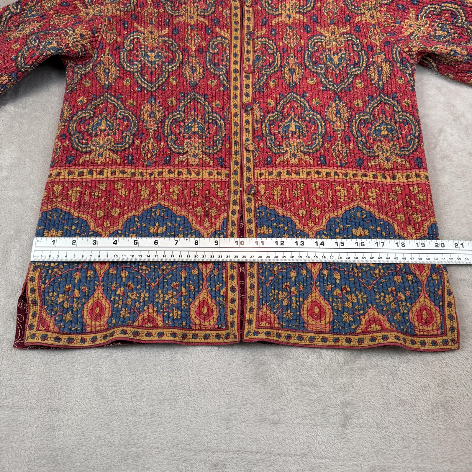 Vtg Orvis Reversible Quilted Jacket Womens M Paisley Boho Hippie Artsy Cardigan